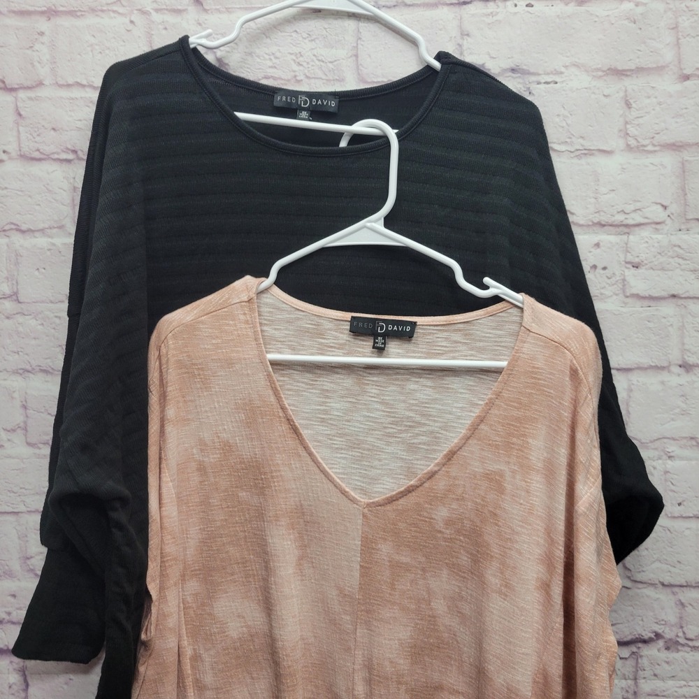 Lot of 2 Fred David Black & Tie Dye Tunic Tops Womens 2X/3X Cozycore Loungewear